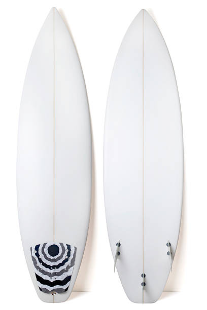 Ultra modern, high performance surfboard. Front and back view.