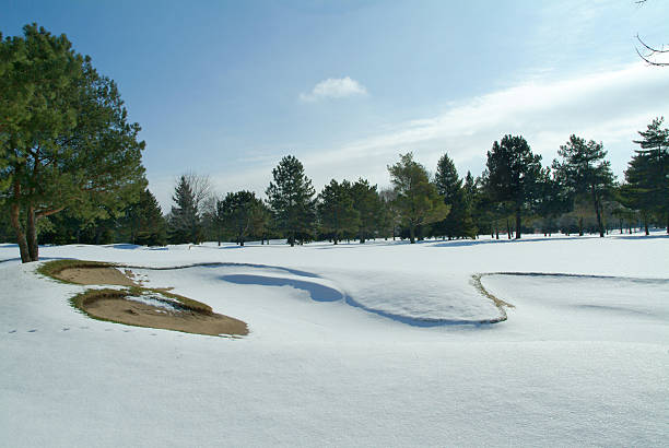 Golf course in winter stock photo