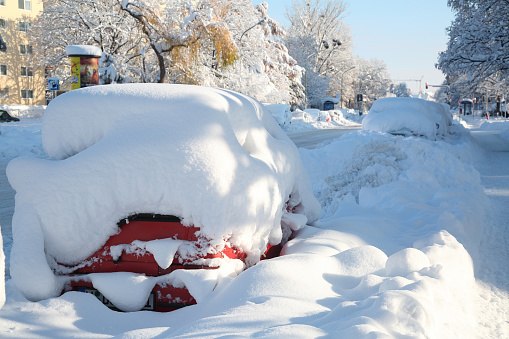 Cars after snowfall
