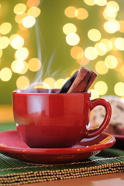 Christmas cookies with hot cinnamon tea