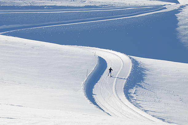 istock Snowy mountains. Track cross country. 183264948