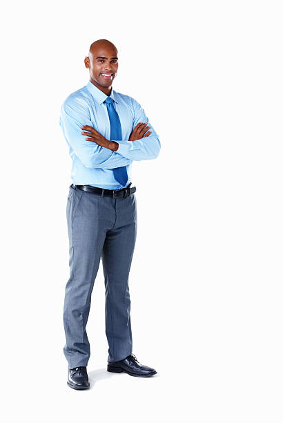 istock Middle aged business man with hands folded against white 183265145
