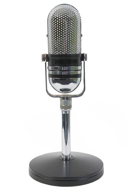 Retro microphone Microphone on a white background. microphone stand photos stock pictures, royalty-free photos & images
