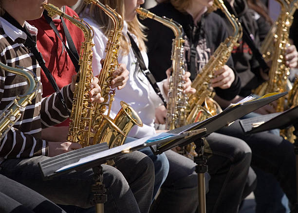 Saxophone players stock photo