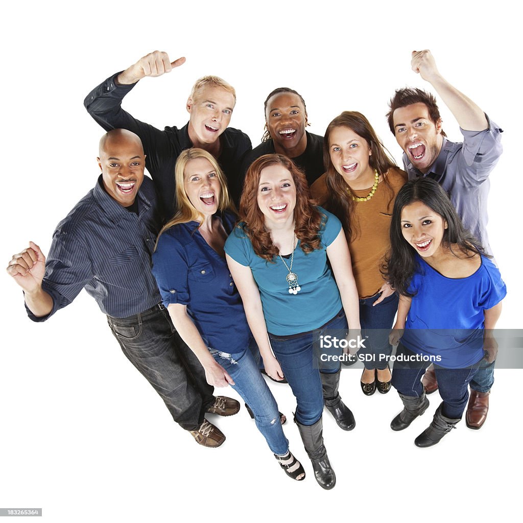 Heureux groupe de personnes à la recherche, complet du corps - Photo de Acclamation de joie libre de droits