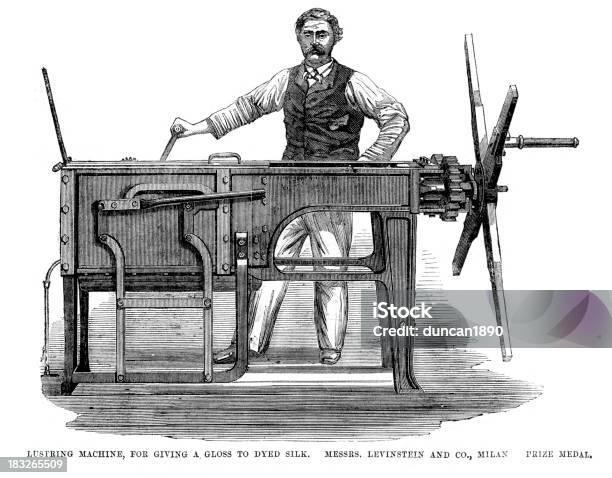 Lustring Macchina - Immagini vettoriali stock e altre immagini di 1860-1869 - 1860-1869, Attrezzatura industriale, Macchinario