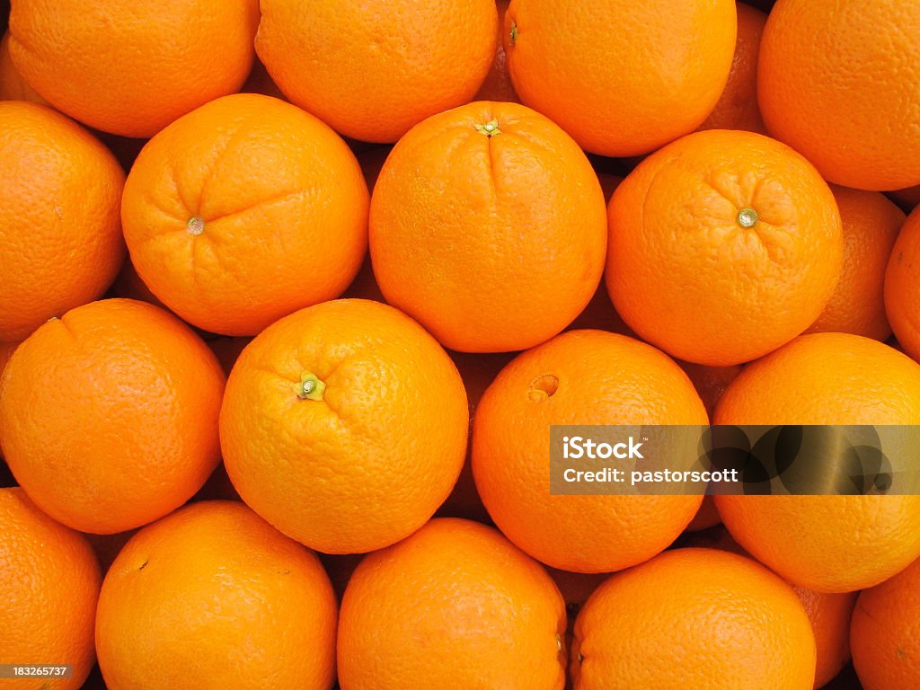 Many Navel Oranges Neatly Arranged Case of navel oranges arranged neatly in market Orange - Fruit Stock Photo