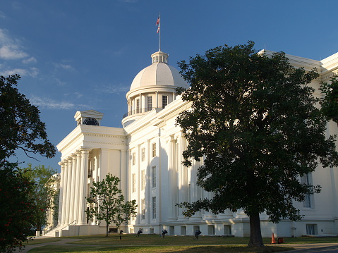 The west side of the Alabama State Capitol building in Montgomery.
