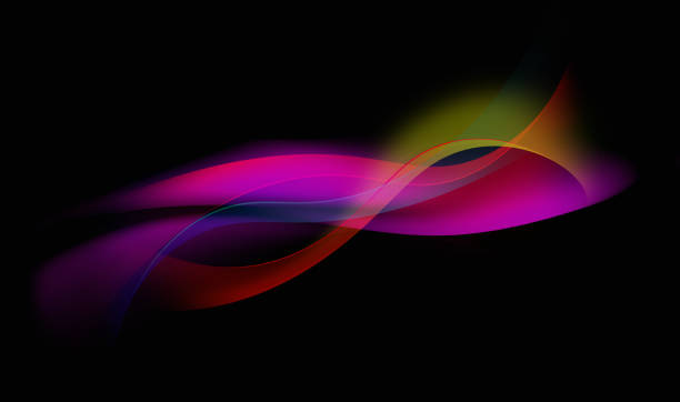 Abstract multicolored wavy design isolated on a black background vector art illustration