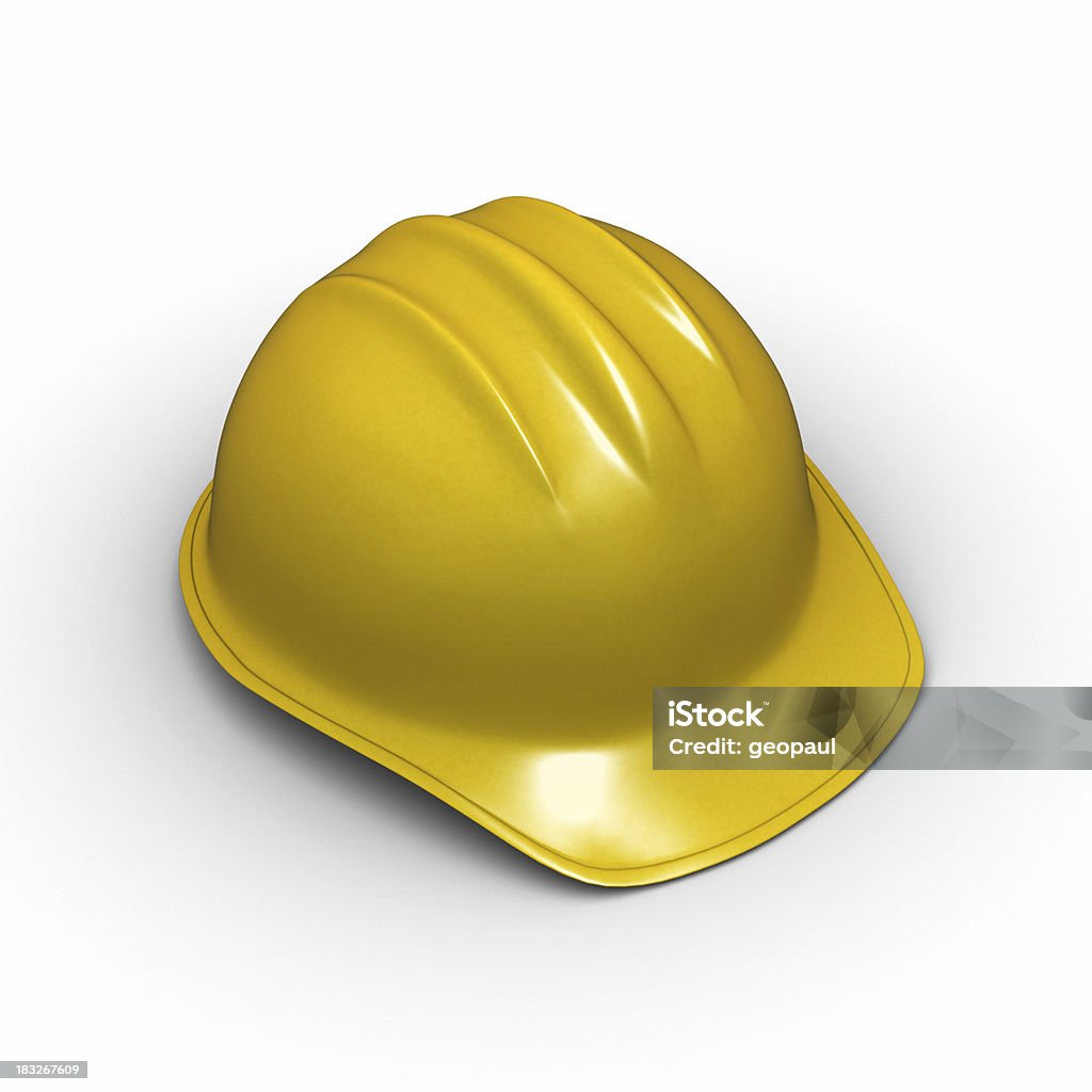 Under Construction Yellow helmet. Blue-collar Worker Stock Photo