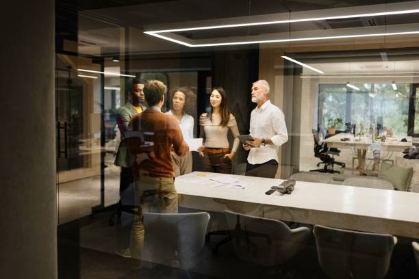 Business meeting in the modern office space