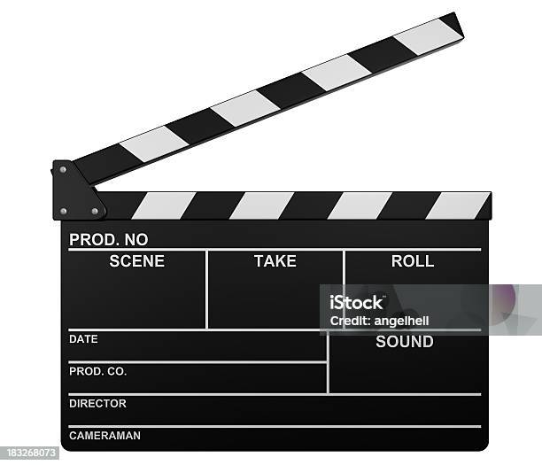 Illustration Of A Blank Open Film Slate Stock Photo - Download Image Now - Film Slate, Movie, White Background