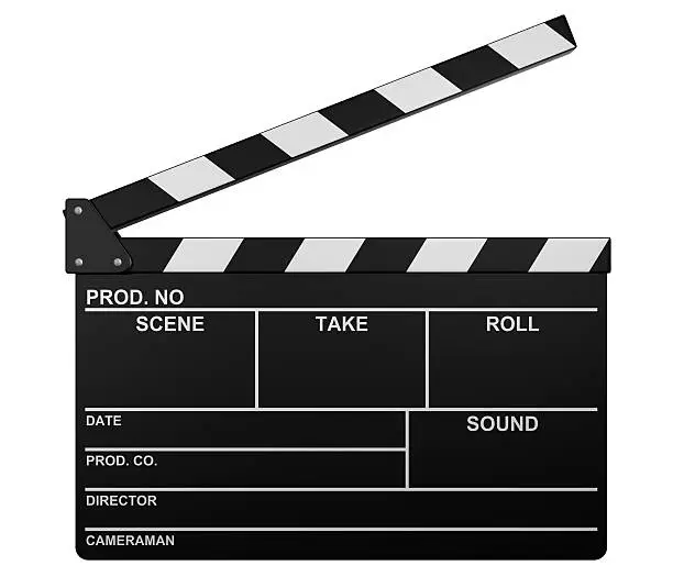 Film slate (clapperboard). High resolution and isolated on white background.