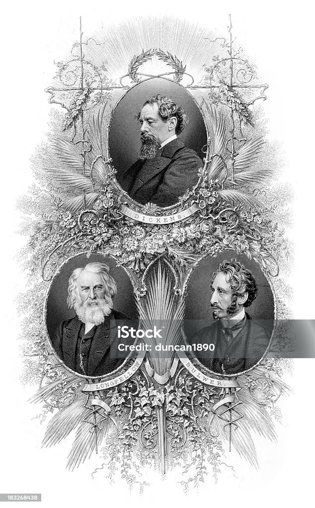 Słynnych pisarzy Charles Dickens - Zbiór ilustracji royalty-free (Literatura)