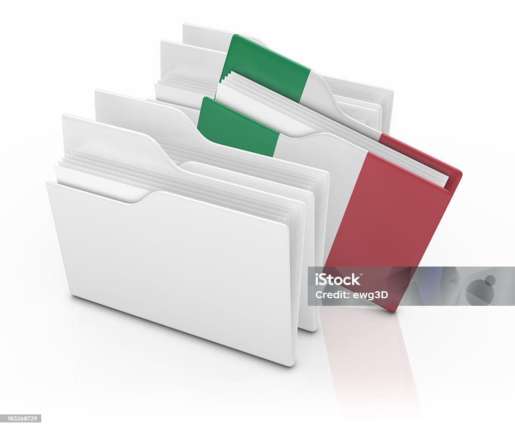 Folders - Italy Flag 3d render.  World folder isolated on white background. Archives Stock Photo