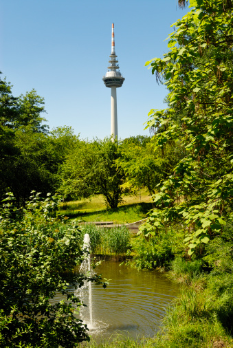 communication tower and fountain in Mannheim/Germany.