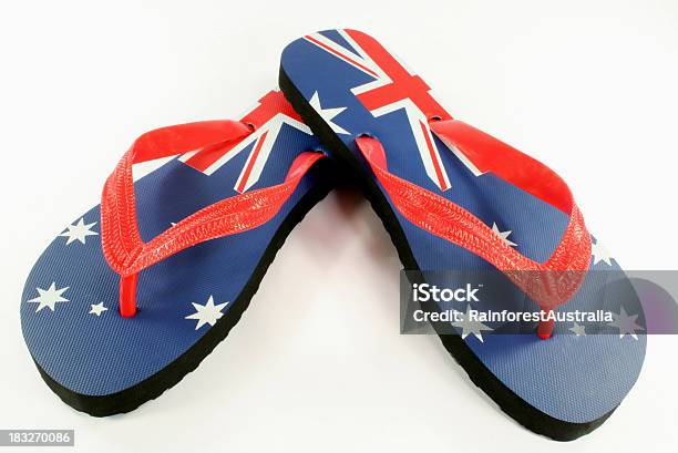 Aussie Thongs With Australian Flag Stock Photo - Download Image Now - Australia, Flip-Flop, Australia Day