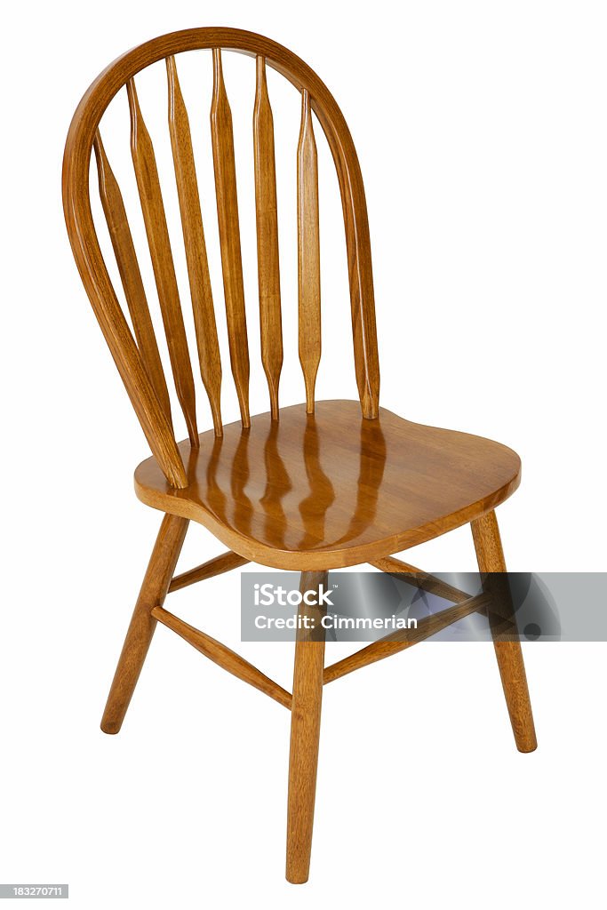 Chaise en bois vide sur blanc - Photo de Absence libre de droits