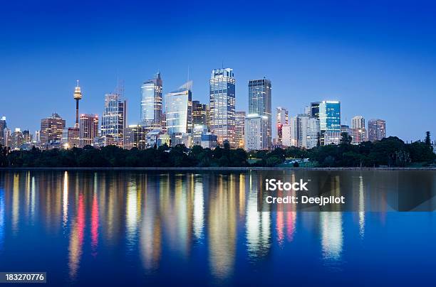 Downtown Sydney City Skyline At Night Australia Stock Photo - Download Image Now - Australia, Bridge - Built Structure, Capital Cities