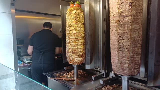 Slicing doner at a traditional Turkish Food