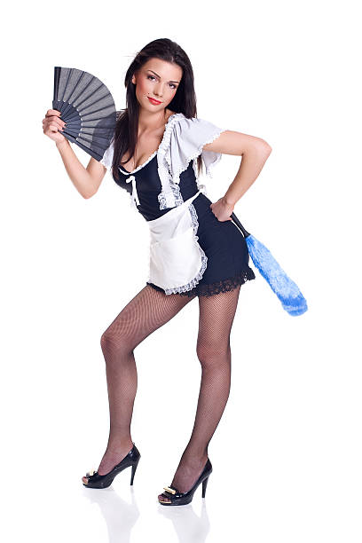 piękne francja dziewczyna - maid french maid outfit sensuality duster zdjęcia i obrazy z banku zdjęć