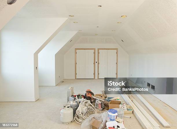 New Primed Room At Residential Construction Site Stock Photo - Download Image Now - Drywall, House, Finishing