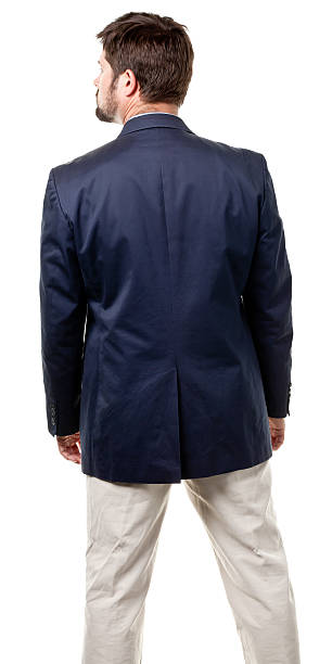 vista posterior de hombre de mediana edad - rear view back of head back men fotografías e imágenes de stock