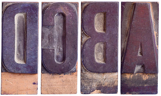 abcd-수도주 편지들이, 파트 1 - letterpress typescript wood sans 뉴스 사진 이미지