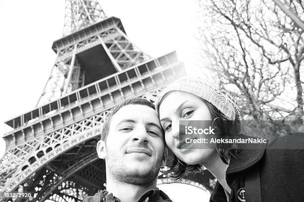 Greetings From Paris Stock Photo - Download Image Now - Eiffel Tower - Paris, Autumn, Black And White