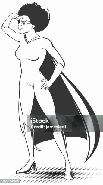 Superheroine Stock Illustration - Download Image Now - Adult, African Ethnicity, Afro Hairstyle