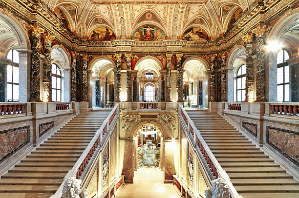 Palace staircase "Staircase in Kunsthistorisches Museum (Museum of Fine Arts), Vienna" vienna austria photos stock pictures, royalty-free photos & images