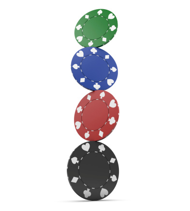 High quality render of stack poker chips.