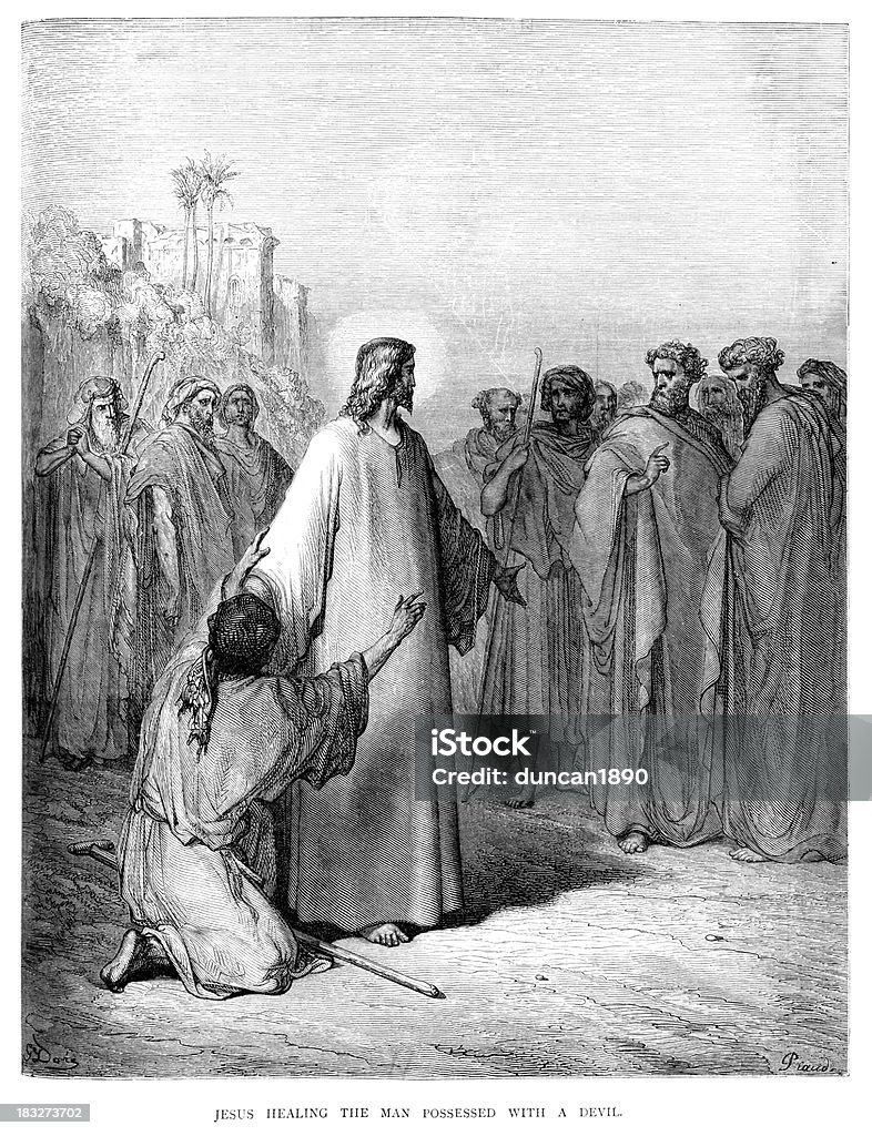 Jesus heilenden der possessed Mann - Lizenzfrei Jesus Christus Stock-Illustration