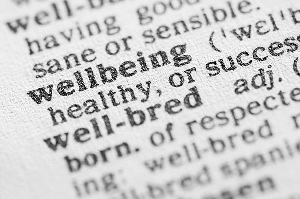 istock Dictionary definition of wellbeing in black type 183273825