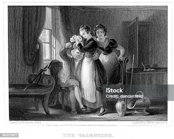 O Dia Dos Namorados - Arte vetorial de stock e mais imagens de Jane Austen - Escritora - Jane Austen - Escritora, Ilustração, Abraçar