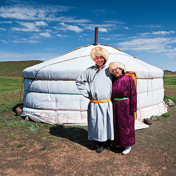 istock Mongolian couple in national clothing 183273918