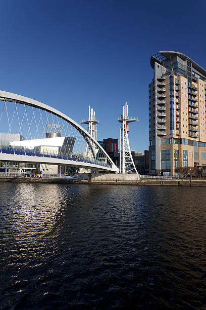istock Millenium bridge at Salford Quays in Manchester, England 183274072
