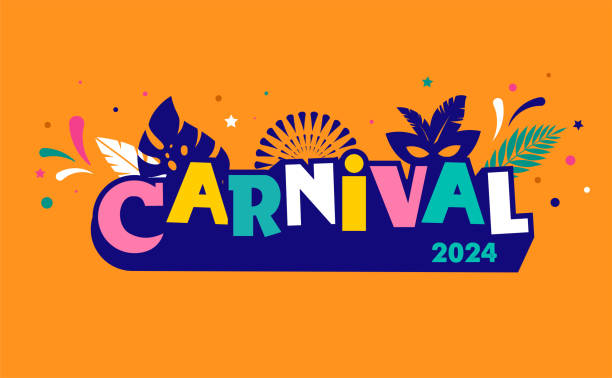 frohen karneval, bunter geometrischer hintergrund mit spritzern, sprechblasen, masken und konfetti - karneval stock-grafiken, -clipart, -cartoons und -symbole