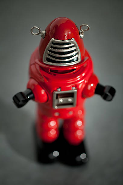 istock Red metal tin toy robot 183274352