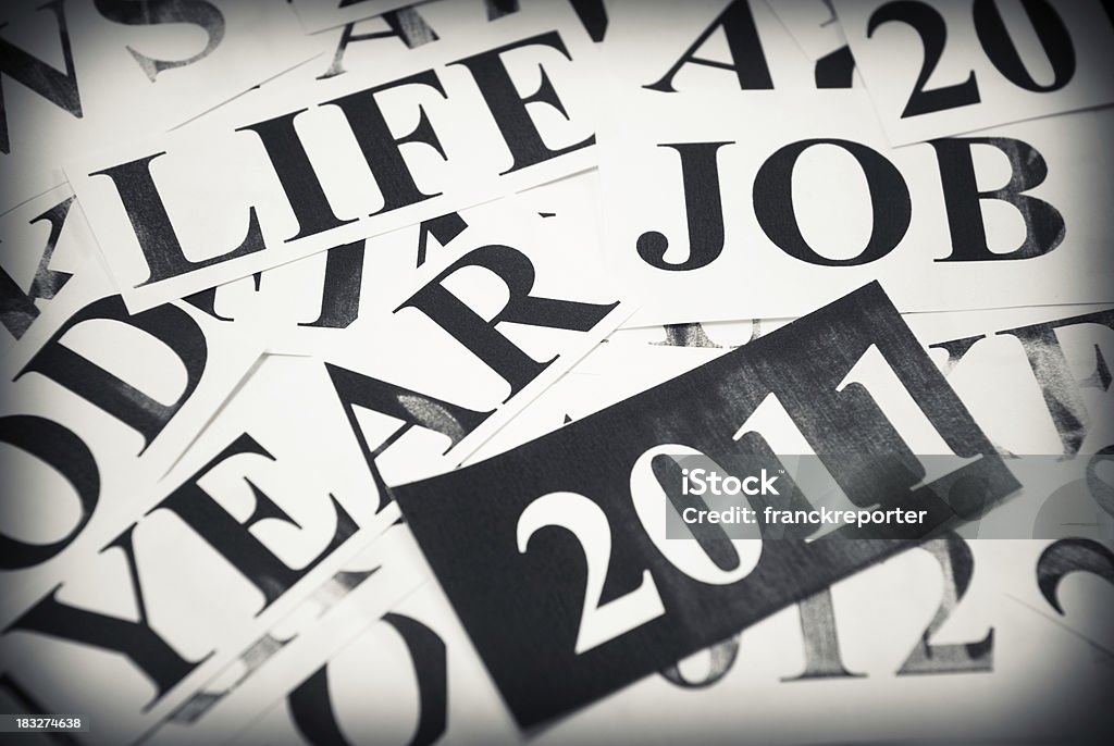 new year headlines - important concept in monochrome  Newspaper Stock Photo