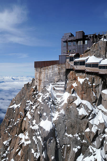 Alps Mountain Building - XLarge "Famous lanmark building on the peak of Alps mountain in France, Europe" leisure activity french culture sport high angle view stock pictures, royalty-free photos & images