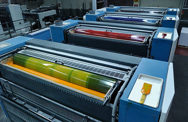 istock Four color offset printing machines from above 183275164