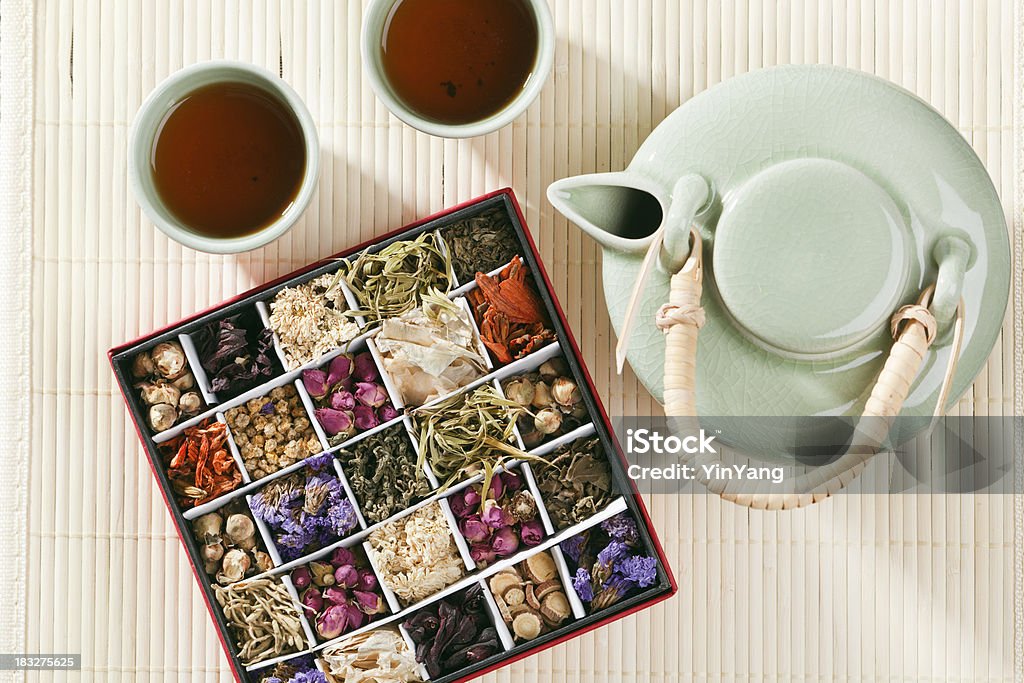 Especialidade aroma com secas de chá chinesa Fragrant flores e plantas aromáticas - Royalty-free Atividades de Fim de semana Foto de stock