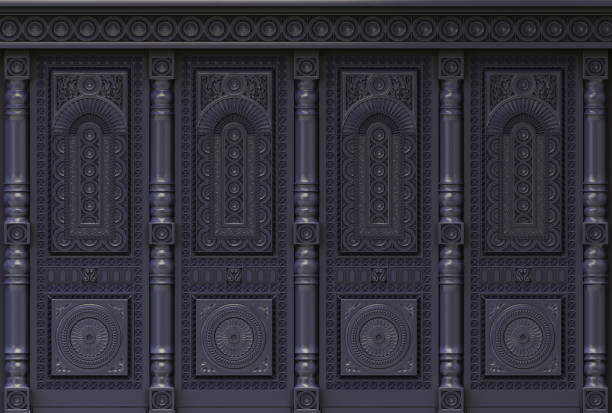 istock Carved Oriental Wood Cabinet Wall Panel 1832758470