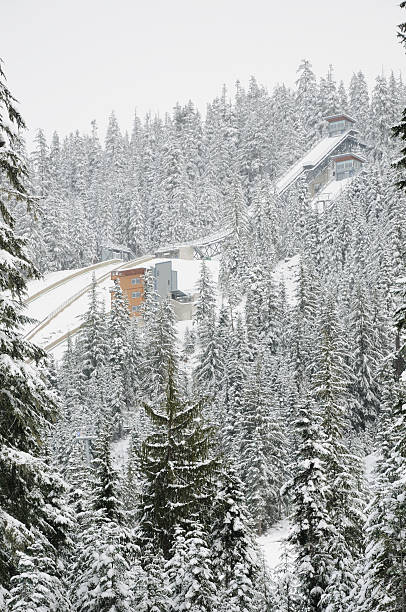 weitsprung in callaghan in der nähe von whistler - winter olympic games stock-fotos und bilder