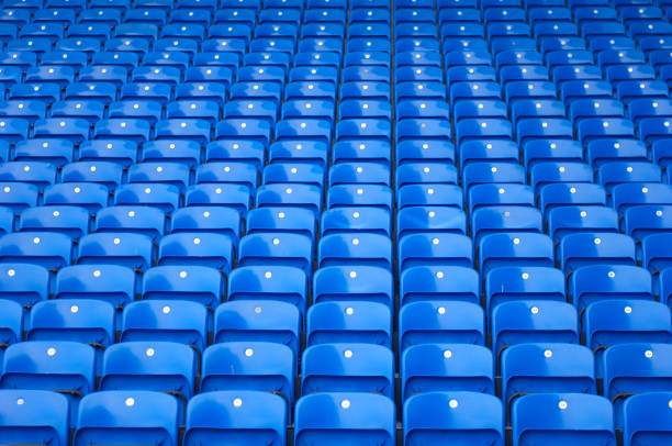 blue stadion-bestuhlung - bleachers stadium empty seat stock-fotos und bilder