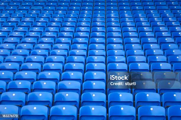 Blue Stadium Seating Stock Photo - Download Image Now - Seat, Bleachers, Stadium