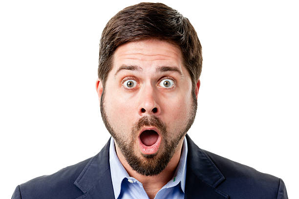 Shocked Man Gasps And Raises Eyebrows