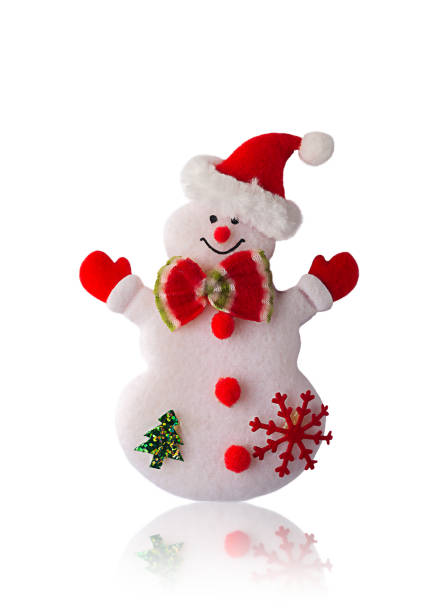 istock Snowman wearing Santa hat on isolated white background 1832764655
