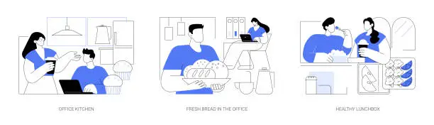 Vector illustration of Lunchtime at work isolated cartoon vector illustrations se